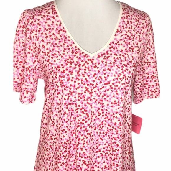 Kate Spade Confetti Hearts Night Shirt Red Pink Size XSmall - Picture 5 of 13